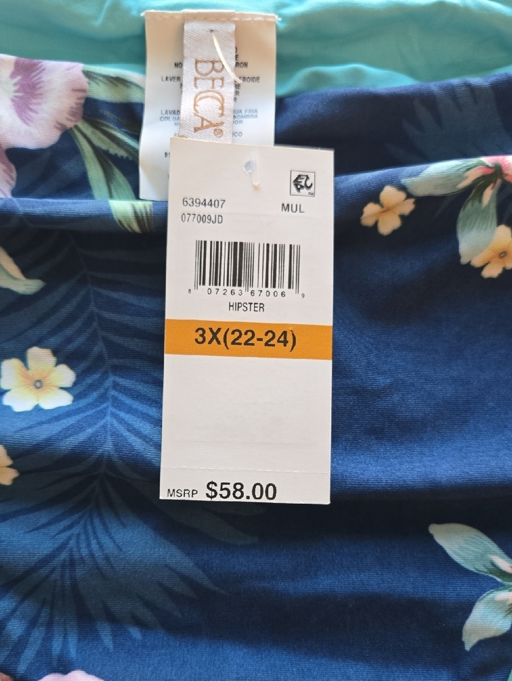 Becca Navy Multi Costa Rica Printed Hipster Swim Bottom Beach Size 3X 22-24 NWT - Picture 8 of 9